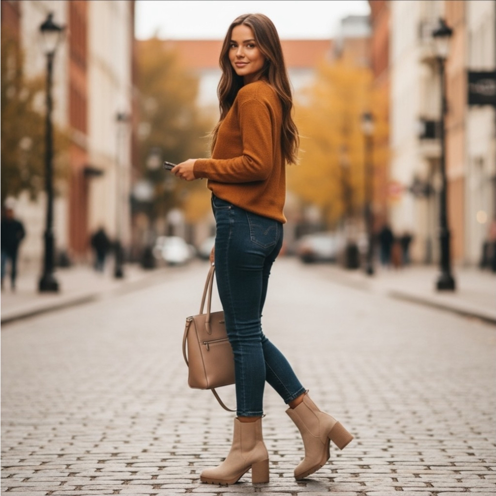 Sam Edelman Suede LEATHER Chelsea Pull On Lug Boots Booties 9 M Sesame Beige